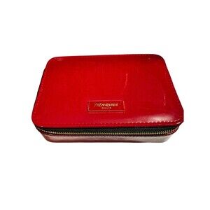 YVES Saint Laurent Red Vanity Case Zip Closure Patent NWOT